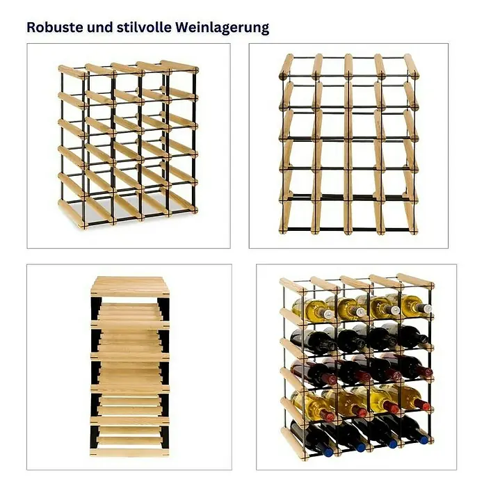 Proregal Flaschenregal Modulares Weinregal VINOTECA MOD METAL für 4x5 Flaschen - Holz - Weinregal: Robuste und stilvolle Weinlagerung aus Holz und Metall für 25 Flaschen. Optimale Präsentation Ihrer Weinsammlung.