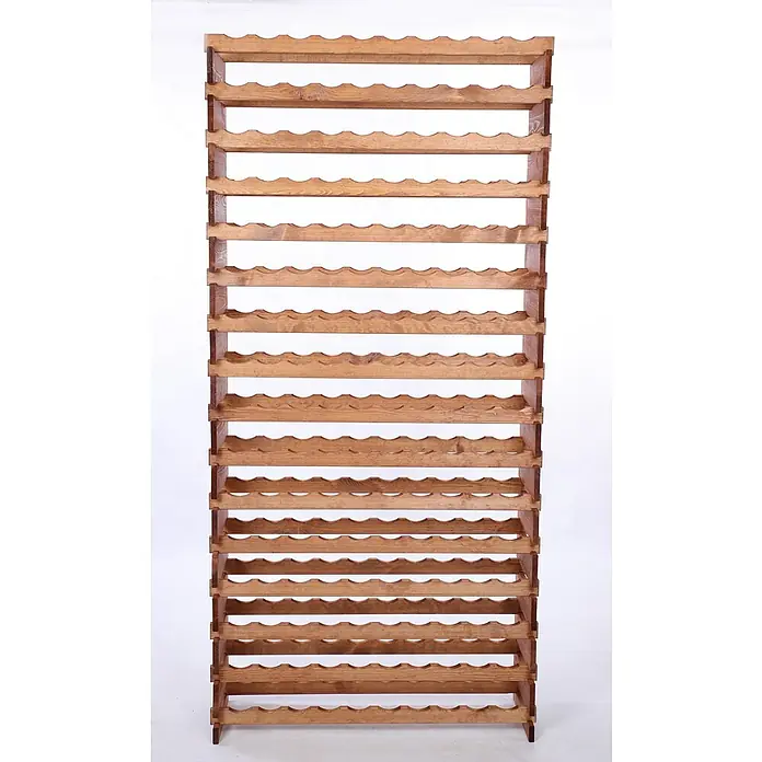 Proregal Flaschenregal Weinregal VINOTECA FLEX PRO für 160 Flaschen - L x B x H: 28 x 103 x 219 cm, Holz, Anzahl Böden: 16 Stk. - Ein hellbraunes Weinregal aus Holz mit gewellten Regalböden, das viele Weinflaschen stilvoll und sicher lagern kann.