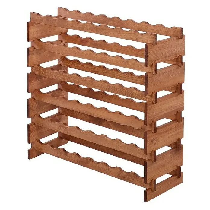 Proregal Flaschenregal Weinregal VINOTECA FLEX PRO für 48 Flaschen - L x B x H: 28 x 84 x 79 cm, Holz, Anzahl Böden: 6 Stk. - Holz Weinständer mit gewellten Regalböden, ideal für die stilvolle Lagerung von Weinflaschen, ein praktisches und dekoratives Möbelstück.
