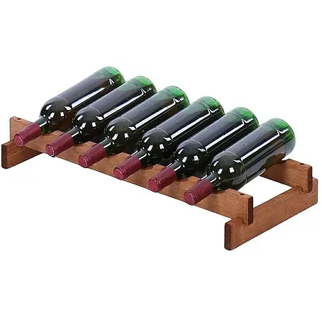 Weinregal VINOTECA FLEX PRO | HxBxT 9x65x28cm | 6 Flaschen auf 1 Ebene | Massives Kiefernholz | Braun geölt