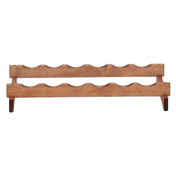Weinregal VINOTECA FLEX PRO | HxBxT 9x65x28cm | 6 Flaschen auf 1 Ebene | Massives Kiefernholz | Braun geölt -  - Dieses Bild zeigt einen rustikalen Weinregal aus Holz mit Aussparungen für 6 Flaschen, ideal für die Präsentation Ihrer Weinsammlung.