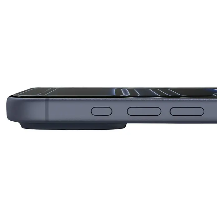 Hama Handy-Schutzglas Extreme Protect - iPhone 17 Pro Max - Nahaufnahme der Lautstärketasten eines modernen Smartphones in einem eleganten Design auf schwarzem Hintergrund.