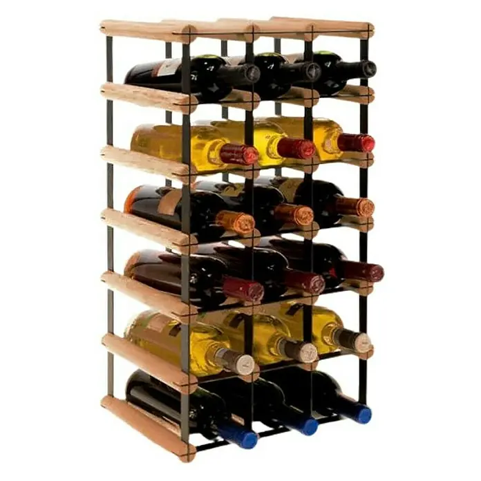 Proregal Flaschenregal Modulares Weinregal VINOTECA MOD METAL für 3x6 Flaschen - L x B x H: 24,5 x 32,5 x 62,5 cm, Holz - Weinregal aus Holz und Metall mit mehreren Weinflaschen. Das Weinregal ist mit verschiedenen Flaschen bestückt und bietet Platz für 18 Flaschen.