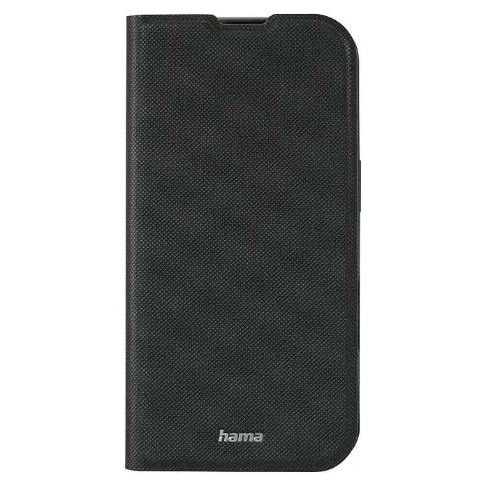 Hama Handyhülle klappbar - iPhone 17, Schwarz - Schwarze Hama Handyhülle mit Textur und Logo. Die Schutzhülle bietet zuverlässigen Schutz für Ihr Mobiltelefon vor Kratzern und Stößen.