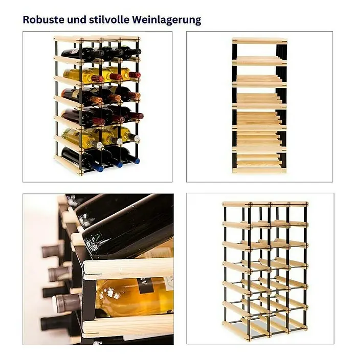 Proregal Flaschenregal Modulares Weinregal VINOTECA MOD METAL für 3x6 Flaschen - L x B x H: 24,5 x 32,5 x 62,5 cm, Holz - Robuste Weinlagerung: Ein stilvolles Weinregal aus Holz und Metall für die perfekte Präsentation und Aufbewahrung Ihrer Weine.
