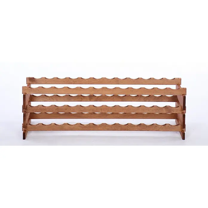Proregal Flaschenregal Weinregal VINOTECA FLEX PRO für 36 Flaschen - L x B x H: 28 x 123 x 37 cm, Holz, Anzahl Böden: 3 Stk. - Ein rustikales Weinregal aus Holz mit vier Ebenen und wellenförmigen Aussparungen für die Flaschenlagerung, ideal für Weinkenner.