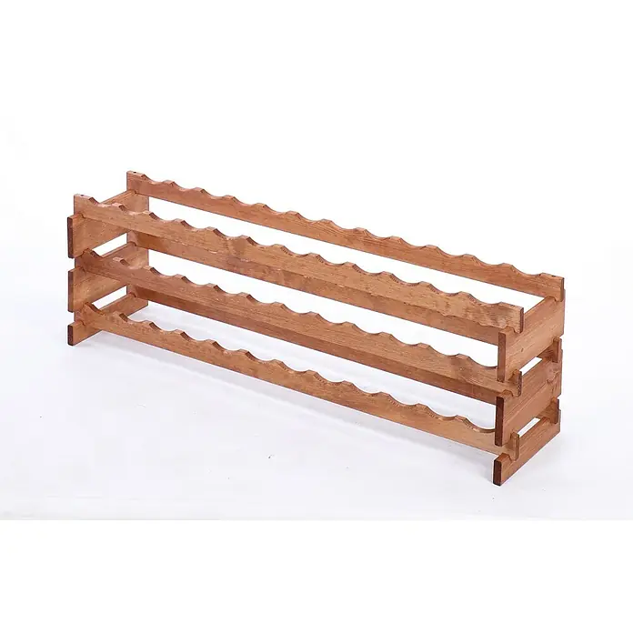 Proregal Flaschenregal Weinregal VINOTECA FLEX PRO für 36 Flaschen - L x B x H: 28 x 123 x 37 cm, Holz, Anzahl Böden: 3 Stk. - Ein hölzernes Weinregal mit drei Ebenen und gewellten Ablagen zur stilvollen Aufbewahrung von Weinflaschen.