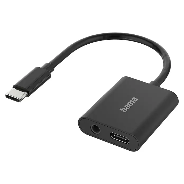 Hama Audio-Adapter /USB-Adapter 200319 2in1 USB-C - USB-C-Buchse - Schwarzer Hama USB-C-Adapter mit Audioanschluss und USB-C-Buchse, ideal für Kopfhörer und gleichzeitiges Laden. Kompaktes Design für unterwegs.