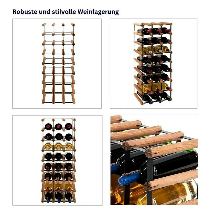 Proregal Flaschenregal Modulares Weinregal VINOTECA MOD METAL für 3x8 Flaschen - Holz - Robuste und stilvolle Weinlagerung: Das Weinregal bietet Platz für Weinflaschen mit Holz und Metallrahmen.