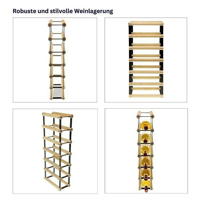 Proregal Flaschenregal Modulares Weinregal VINOTECA MOD METAL für 1x6 Flaschen - L x B x H: 24,5 x 12,5 x 62,5 cm, Holz - Robustes und stilvolles Weinregal zur Lagerung Ihrer Lieblingsweine. Das Weinregal bietet Platz für mehrere Flaschen und ist ein Blickfang.