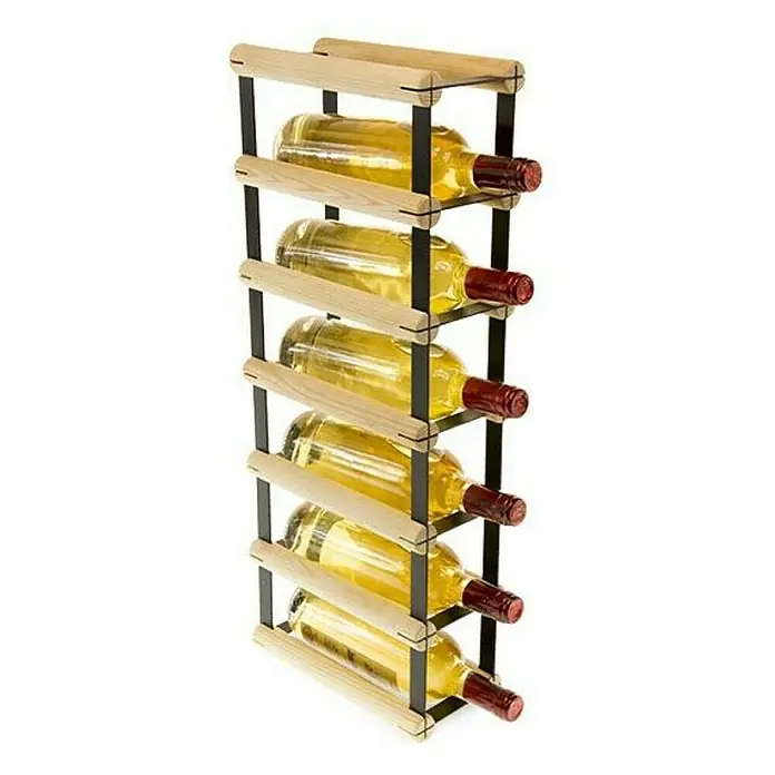 Proregal Flaschenregal Modulares Weinregal VINOTECA MOD METAL für 1x6 Flaschen - L x B x H: 24,5 x 12,5 x 62,5 cm, Holz - Weinregal aus hellem Holz und dunklem Metall. Bietet Platz für sechs Weinflaschen und ist ein elegantes Möbelstück zur Weinlagerung.