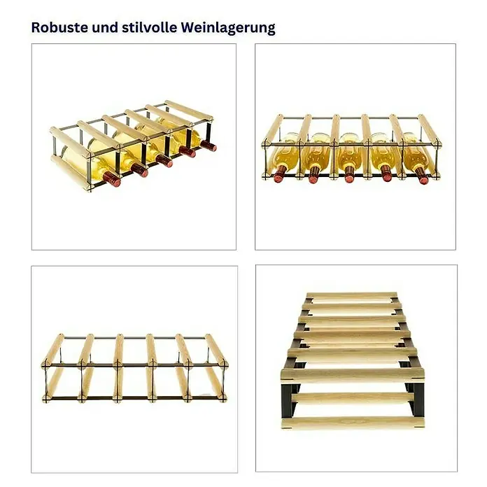 Proregal Flaschenregal Modulares Weinregal VINOTECA MOD METAL für 5x1 Flaschen - L x B x H: 24,5 x 52,5 x 12,5 cm, Holz - Weinregal zur Aufbewahrung von Weinflaschen, robust und stilvoll.
