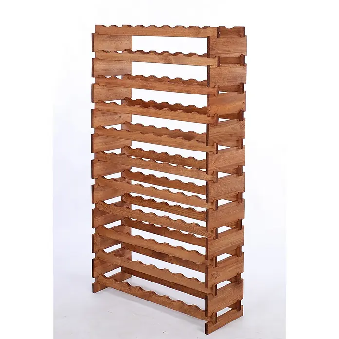 Proregal Flaschenregal Weinregal VINOTECA FLEX PRO für 88 Flaschen - L x B x H: 28 x 84 x 149 cm, Holz, Anzahl Böden: 11 Stk. - Freistehendes Weinregal aus Holz mit gewellten Ablagen für die sichere Lagerung Ihrer Weinflaschen.