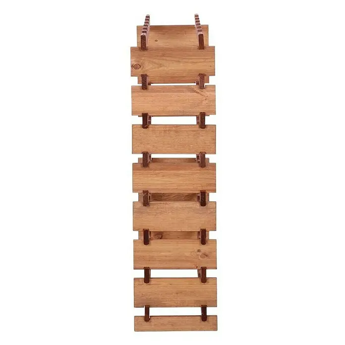 Proregal Flaschenregal Weinregal VINOTECA FLEX PRO für 48 Flaschen - L x B x H: 28 x 65 x 107 cm, Holz, Anzahl Böden: 8 Stk. - Nahaufnahme einer hölzernen Weinregalkonstruktion, die rustikale Eleganz und funktionales Design für die Weinlagerung vereint.