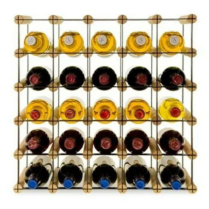 Proregal Flaschenregal Modulares Weinregal VINOTECA MOD METAL für 5x5 Flaschen - L x B x H: 24,5 x 52,5 x 52,5 cm, Holz - Weinregal mit verschiedenen Weinsorten, das eine stilvolle und praktische Aufbewahrungslösung bietet.