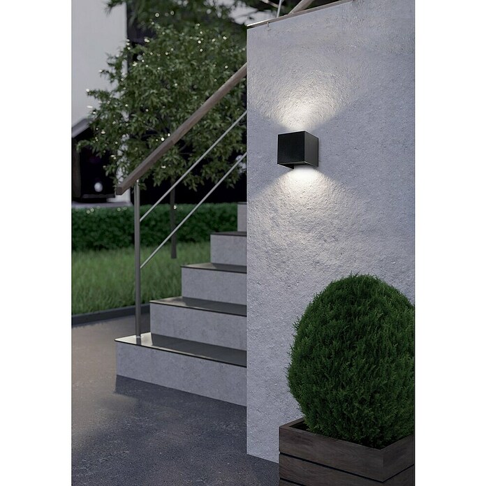 Eglo Aplique exterior LED Barcarola-E (4,5 W, 10,5 x 10,5 x 10 cm, Negro, IP44, Blanco neutro) | BAUHAUS