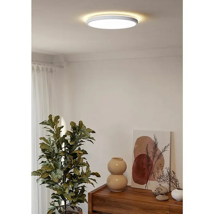 Eglo Plafón LED Testara-E - 17 W, L x An x Al: 30 x 30 x 3 cm, Blanco, Blanco cálido - Una lámpara de techo redonda y moderna en blanco emite una luz cálida e ilumina la habitación con estilo. Ideal para salas de estar y dormitorios.