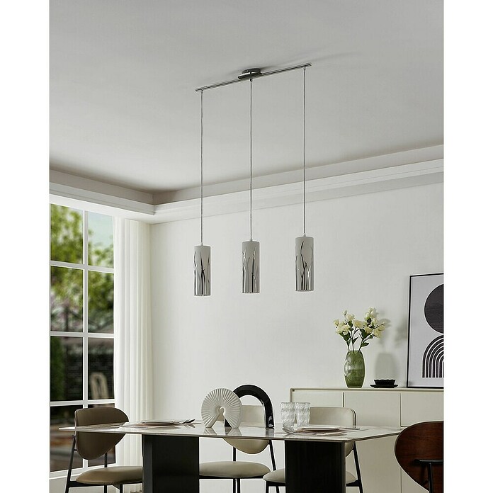 Eglo Lámpara colgante Rivato (180 W, L x An x Al: 70,5 x 9 x 110 cm, Cromo, E27) | BAUHAUS