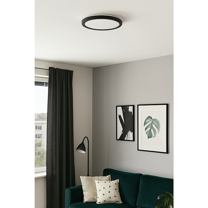 Eglo LED stropna svjetiljka Testara  (11,2 W, Ø x V: 21,1 x 3 cm, Crna, Neutralno bijelo) | BAUHAUS