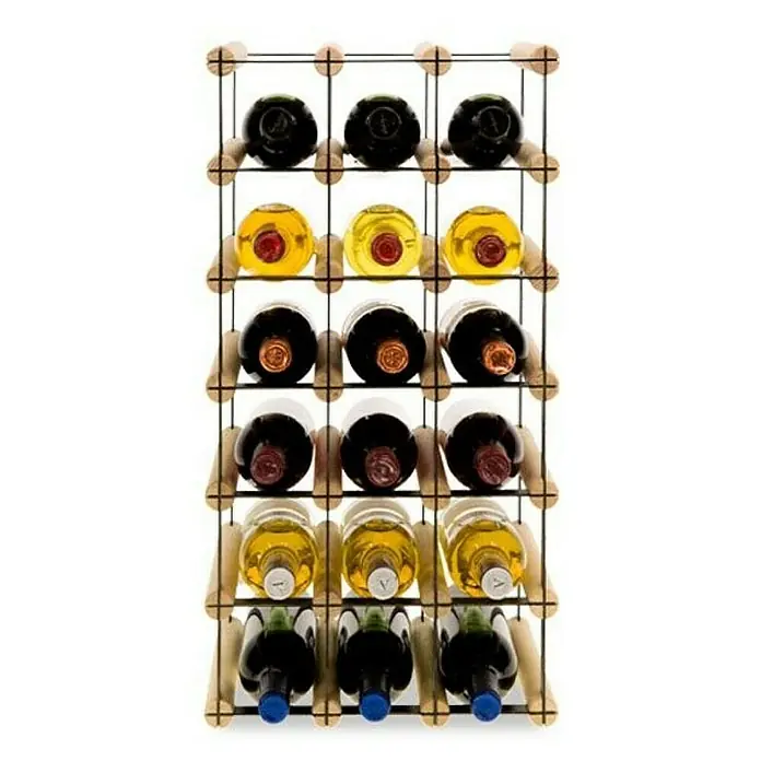 Proregal Flaschenregal Modulares Weinregal VINOTECA MOD METAL für 3x6 Flaschen - L x B x H: 24,5 x 32,5 x 62,5 cm, Holz - Ein Weinregal aus Holz mit 15 Weinflaschen unterschiedlicher Sorten, das eine stilvolle Lagerung ermöglicht.