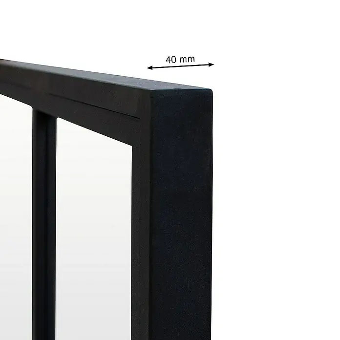 Inova Aluminiumfenster Loft Innenfenster Glas -  - Detailaufnahme eines schwarzen Metallrahmens, der die Stärke von 40 mm hervorhebt.