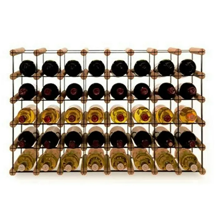 Proregal Flaschenregal Modulares Weinregal VINOTECA MOD METAL für 8x5 Flaschen - L x B x H: 24,5 x 82,5 x 52,5 cm, Holz - Weinflaschenregal aus Holz mit mehreren gefüllten Flaschen. Ideal für Weinliebhaber, die ihre Sammlung stilvoll präsentieren möchten.