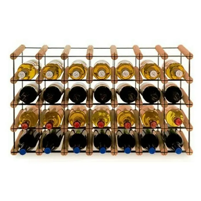 Proregal Flaschenregal Modulares Weinregal VINOTECA MOD METAL für 7x4 Flaschen - L x B x H: 24,5 x 72,5 x 42,5 cm, Holz - Weinflaschenregal aus Holz und Metall mit gefüllten Weinflaschen in verschiedenen Farben. Ideal für die Weinlagerung.