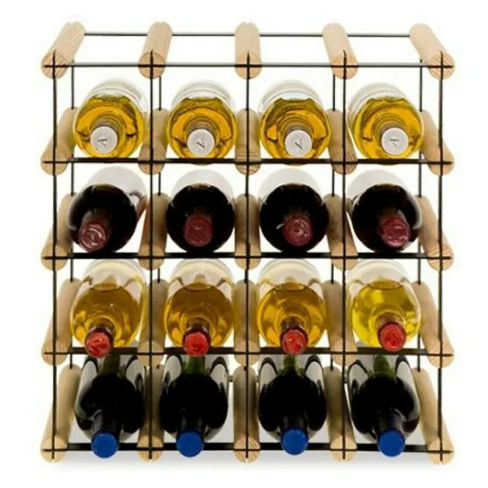 Proregal Flaschenregal Modulares Weinregal VINOTECA MOD METAL für 4x4 Flaschen - Holz - Weinregal aus Holz und Metall mit 16 Flaschen Wein. Ein praktisches und stilvolles Möbelstück für Weinliebhaber.