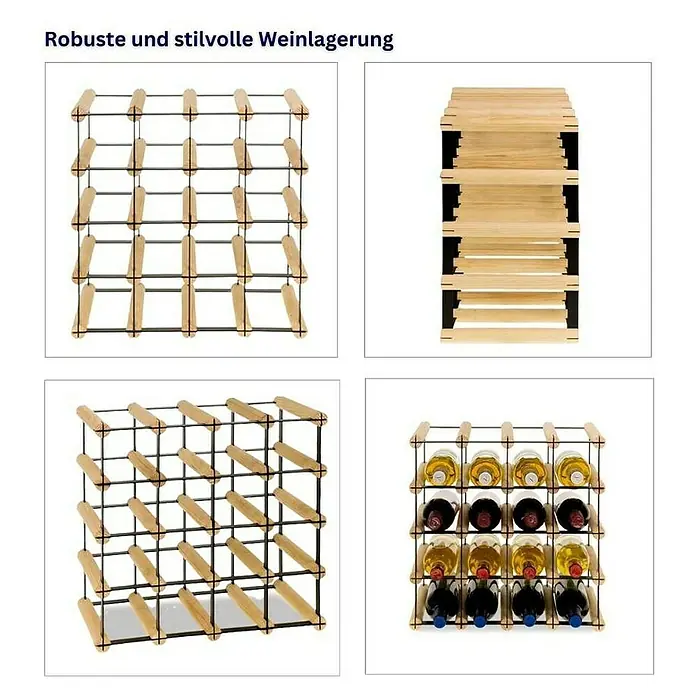 Proregal Flaschenregal Modulares Weinregal VINOTECA MOD METAL für 4x4 Flaschen - Holz - Robuste und stilvolle Weinlagerung: Das Weinregal aus Holz und Metall bietet Platz für bis zu 16 Flaschen und ist ideal für die Aufbewahrung.