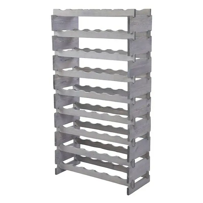 Proregal Flaschenregal Weinregal VINOTECA FLEX PRO für 54 Flaschen - L x B x H: 28 x 65 x 121 cm, Holz, Anzahl Böden: 9 Stk. - Graues, hölzernes Weinregal mit Platz für viele Flaschen, ideal für die Aufbewahrung und Präsentation von Wein in Ihrem Zuhause.
