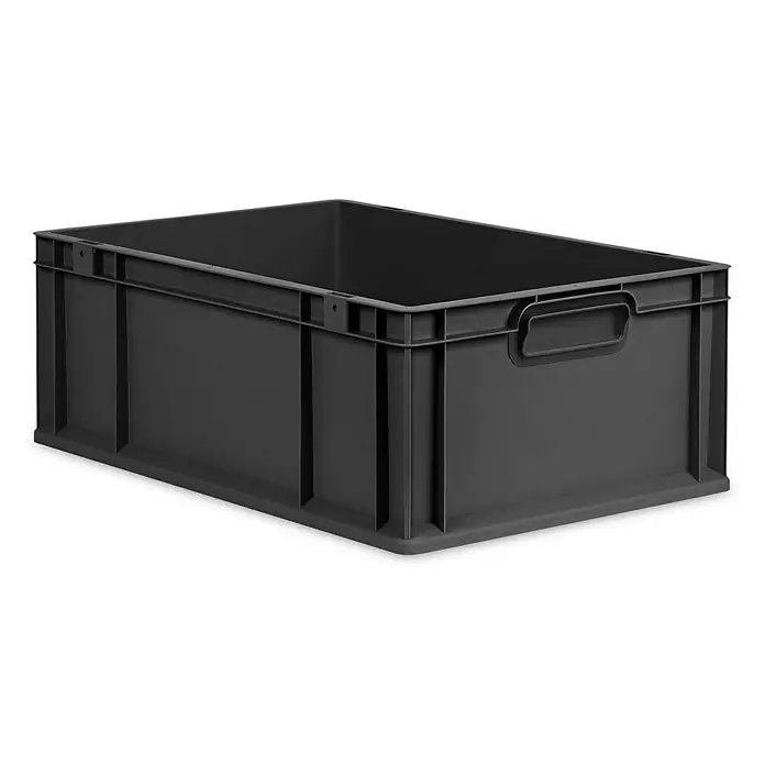 Proregal Eurobox Eurobox NextGen Grip - Kunststoff, Schwarz - Eine robuste, graue Kunststoffbox mit Griffen, ideal für Lagerung und Transport von Gegenständen. Langlebige Aufbewahrungsbox für vielfältige Anwendungen.