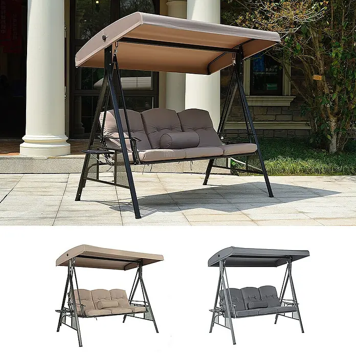 Home Deluxe Garten-Schaukelstuhl - Schwarz - Eine stilvolle Schaukelbank mit Überdachung für den Garten oder die Terrasse. Ideal zum Entspannen im Freien.