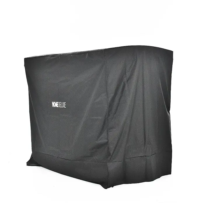 Home Deluxe Garten-Schaukelstuhl - Schwarz - Produktaufnahme einer schwarzen HOME DELUXE Abdeckung, die einen Grill oder Möbel vor Witterungseinflüssen schützt.