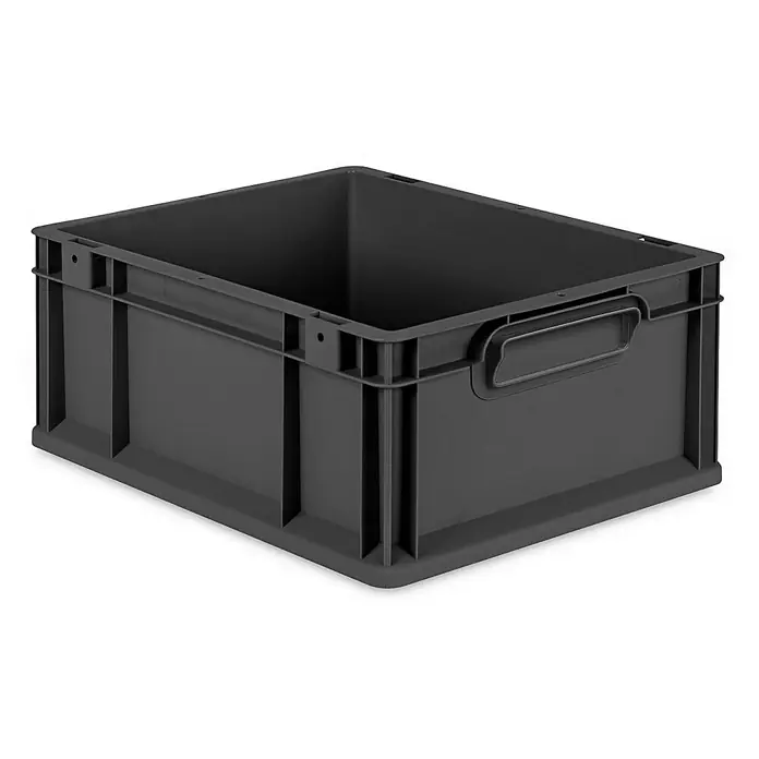 Proregal Eurobox Eurobox NextGen Grip - L x B x H: 40 x 30 x 17 cm, Kunststoff, Schwarz - Eine graue Kunststoffbox mit Griffen. Ideal für Lagerung und Transport von Gegenständen im Haushalt oder Gewerbe.