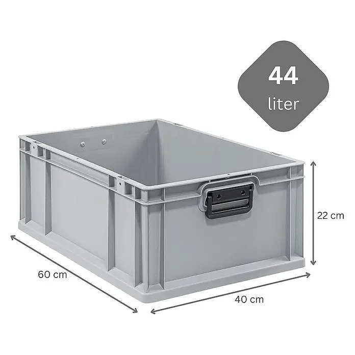 Proregal Eurobox Eurobox NextGen Portable Duo - L x B x H: 60 x 40 x 22 cm, Kunststoff, Grau - Graue Kunststoffbox mit den Maßen 60x40x22 cm und einem Volumen von 44 Litern. Ideal für Lagerung und Transport.