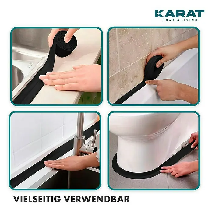 Floordirekt Sockelleiste Weichsockelleiste Riga Schwarz 19 x 19 mm - 15 m - 15 m x 1,9 cm x 1,9 cm, PVC - Flexibles, schwarzes Dichtungsband zur Abdichtung von Spülen, Badewannen, Waschbecken und Toiletten, vielseitig einsetzbar.