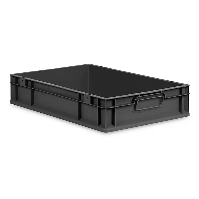Proregal Eurobox Eurobox NextGen Grip - L x B x H: 60 x 40 x 12 cm, Kunststoff, Schwarz - Graue Kunststoffbox mit Griffen zur Lagerung und zum Transport von Gegenständen. Ideal für Industrie, Handwerk und den privaten Gebrauch.