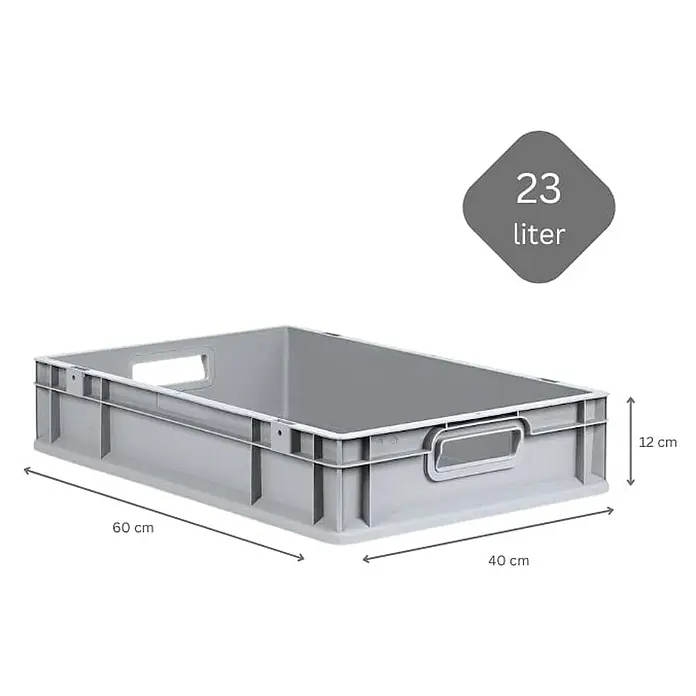 Proregal Euroboxen-Set 10x Eurobox NextGen Grip - L x B x H: 60 x 40 x 12 cm, Kunststoff, Grau, 10 Stk. - Graue 23-Liter-Kunststoffbox mit den Maßen 60x40x12 cm, ideal für Lagerung und Transport.