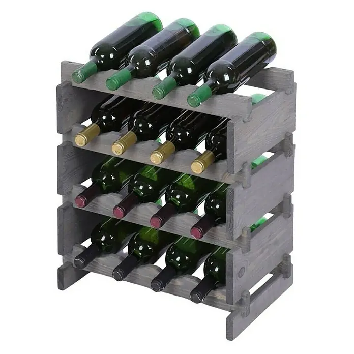 Proregal Flaschenregal Weinregal VINOTECA FLEX PRO für 16 Flaschen - L x B x H: 28 x 46 x 51 cm, Holz, Anzahl Böden: 4 Stk. - Holz-Weinregal mit mehreren Weinflaschen. Stilvolle Aufbewahrung von Weinen im modernen Holzregal mit Flaschen.