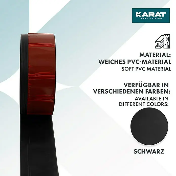 Floordirekt Sockelleiste Oslo Schwarz 50 x 15 mm - 15 m - PVC - Produktbild: Weiches PVC-Material in Schwarz von Karat Home & Living. In verschiedenen Farben erhältlich.