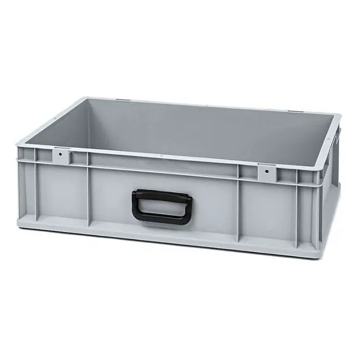 Proregal Eurobox Eurobox NextGen Portable Uno - L x B x H: 60 x 40 x 17 cm, Kunststoff, Grau - Graue Kunststoffbox mit schwarzem Griff. Robuste Aufbewahrungslösung für Ordnung und einfachen Transport von Gegenständen.