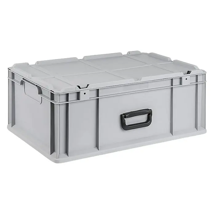 Proregal Euroboxen-Set 6x Eurobox NextGen Portable - Kunststoff, Grau, 6 Stk. - Graue Kunststoffbox mit Deckel und schwarzen Griffen zur Aufbewahrung und Organisation von Gegenständen.