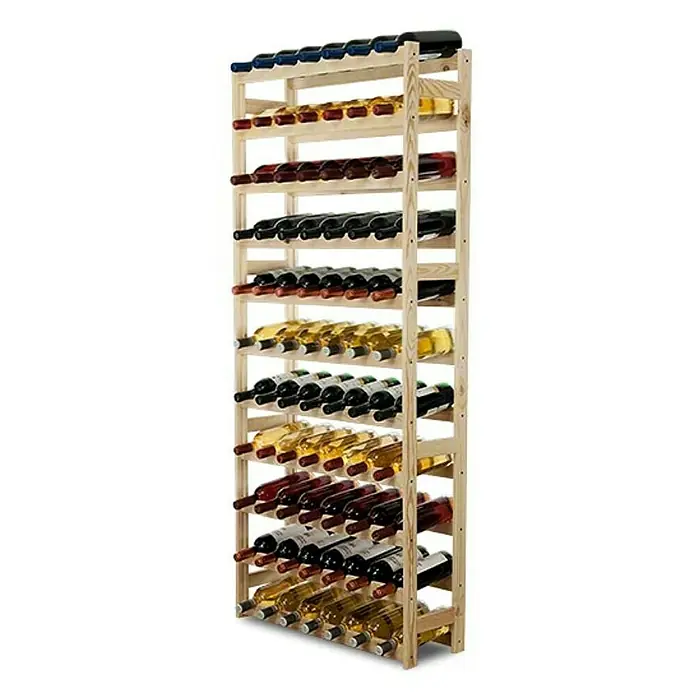 Proregal Flaschenregal Weinregal PINOTWINE für 77 Flaschen - L x B x H: 25 x 72 x 166 cm, Holz - Eine Weinregal aus Holz, gefüllt mit verschiedenen Weinsorten. Bietet viel Platz für eine ansprechende Präsentation Ihrer Weinsammlung.