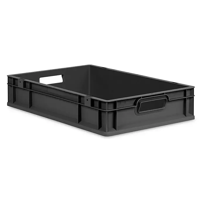 Proregal Eurobox Eurobox NextGen Grip - L x B x H: 60 x 40 x 12 cm, Kunststoff, Schwarz - Graue Kunststoffbox mit praktischen Griffen. Ideal für Lagerung und Transport verschiedener Gegenstände im Haushalt oder im Büro.