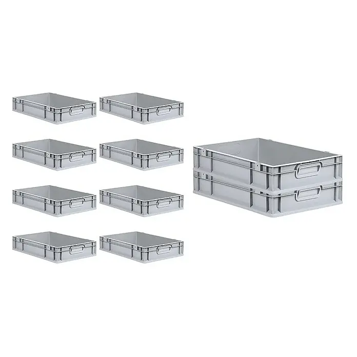 Proregal Eurobox Eurobox NextGen Economy - L x B x H: 60 x 40 x 12 cm, Kunststoff, Grau - Graue Lagerboxen aus Kunststoff, stapelbar und mit Griffen, ideal für Lagerung und Organisation.