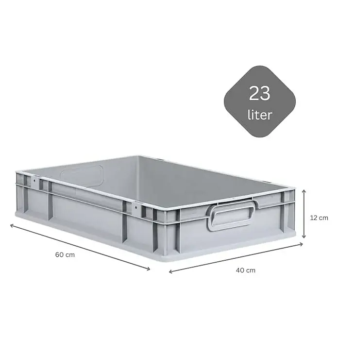 Proregal Eurobox Eurobox NextGen Economy - L x B x H: 60 x 40 x 12 cm, Kunststoff, Grau - Graue Kunststoffbox mit den Maßen 60x40x12 cm und einem Fassungsvermögen von 23 Litern.