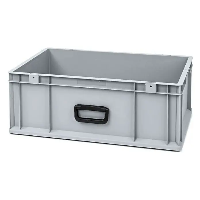 Proregal Eurobox Eurobox NextGen Portable Uno - L x B x H: 60 x 40 x 22 cm, Kunststoff, Grau - Grauer Kunststoffbehälter mit schwarzem Griff zur Aufbewahrung und Organisation von Gegenständen im Lager oder Büro.