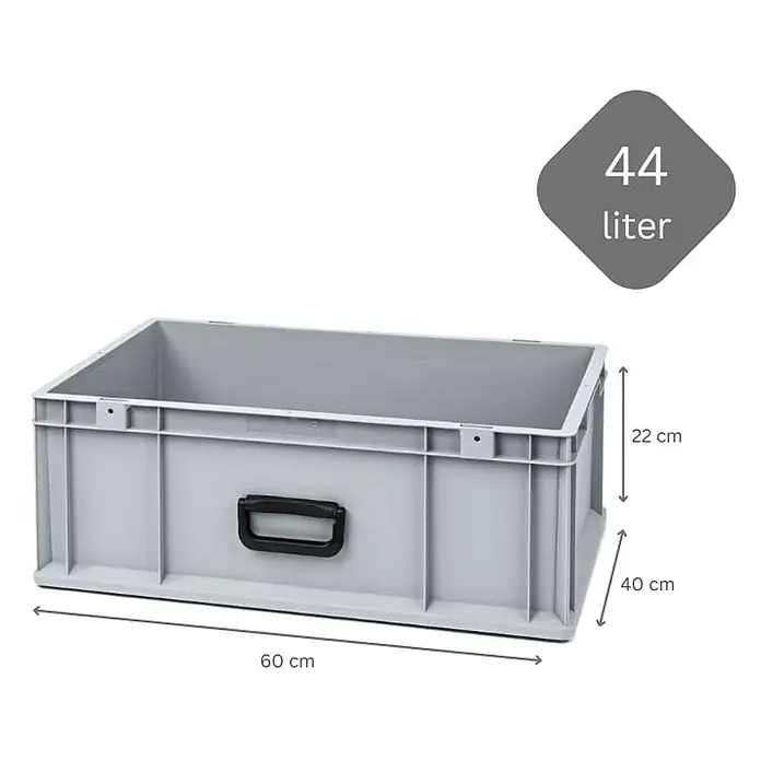 Proregal Eurobox Eurobox NextGen Portable Uno - L x B x H: 60 x 40 x 22 cm, Kunststoff, Grau - Graue Lagerbox mit den Maßen 60 x 40 x 22 cm und einem Fassungsvermögen von 44 Litern für Ordnung und Lagerung.