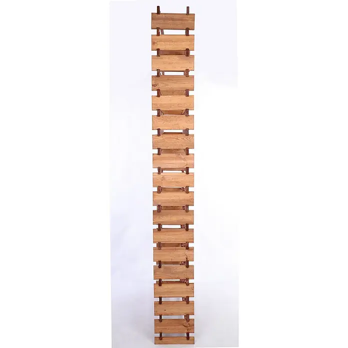 Proregal Flaschenregal Weinregal VINOTECA FLEX PRO für 216 Flaschen - L x B x H: 28 x 123 x 247 cm, Holz, Anzahl Böden: 18 Stk. - Schmale, hochformatige Ansicht eines Holzregals mit mehreren Regalböden, ideal für Pflanzen oder Dekorationen im Innenbereich.