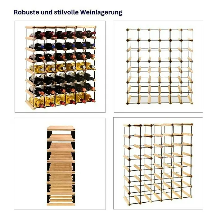 Proregal Flaschenregal Modulares Weinregal VINOTECA MOD METAL für 6x7 Flaschen - Holz - Abbildung eines Weinregals aus Holz und Metall, das zur stilvollen und robusten Weinlagerung dient.